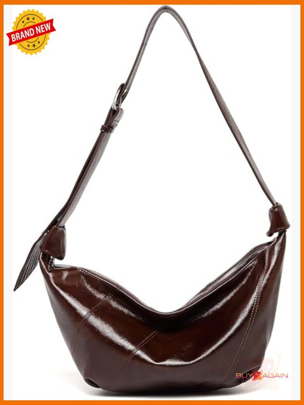 Crescent Crossbody Bag with Adjustable Strap, Zipper Pockets, Small Satchel